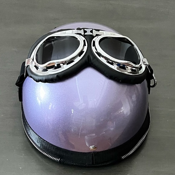 Purple Lavender Metallic Motorcycle Helmet Backpack Crossbody Shoulder Bag Purse - Picture 10 of 13
